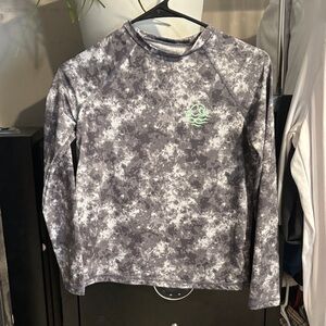 art class Gray Camo Kids Long-Sleeve Swim Coverup with Mint Logo